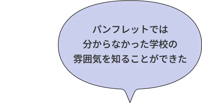 パンフレットでは分からなかった学校の雰囲気を知ることができた
