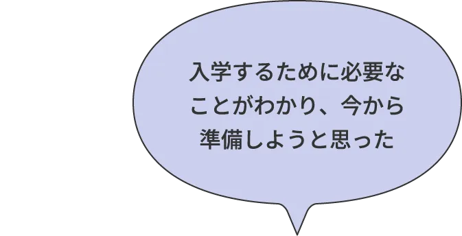 入学するために必要なことがわかり、今から準備しようと思った