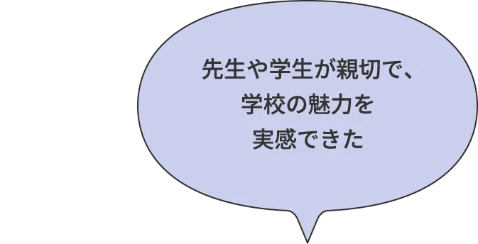 先生や学生が親切で、学校の魅力を実感できた